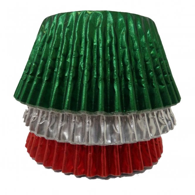 Cupcake Cases - Mixed - Christmas Green, Silver and Red
