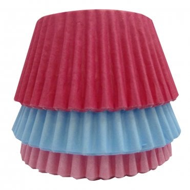 Cupcake Cases - Mixed - Plain - Baby Pink, Baby Blue and Cerise