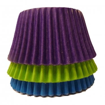 Cupcake Cases - Mixed - Plain - Lime, Blue and Purple