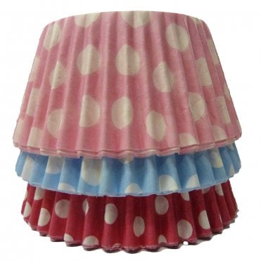 Cupcake Cases - Mixed - Polkadot Cerise, Baby Blue and Baby Pink