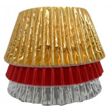 Cupcake Cases - Mixed - Red, Gold and Silver