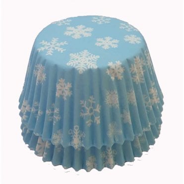 Cupcake Cases - Patterned - Ice blue Snowflake