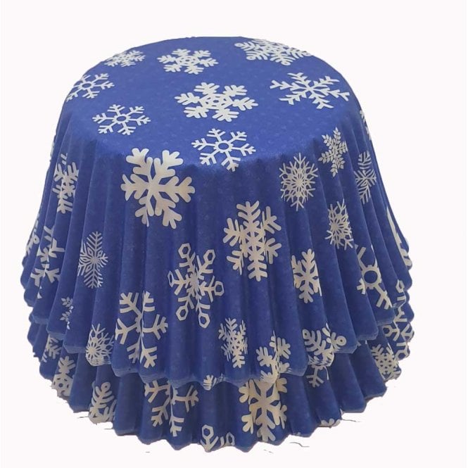 Cupcake Cases - Patterned - Midnight blue Snowflake