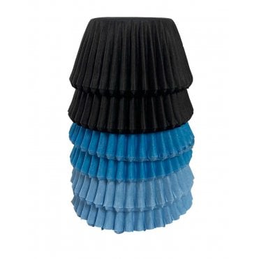 Mini Cupcake Cases - Mixed - Blue, Baby Blue and Black