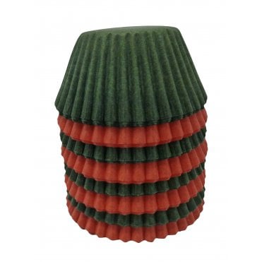 Mini Cupcake Cases - Mixed - Red and Dark Green