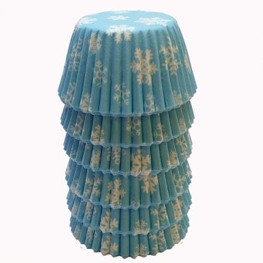 Mini Cupcake Cases - Patterned - Ice Blue Snowflake