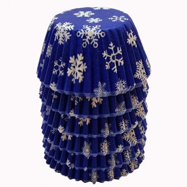 Mini Cupcake Cases - Patterned - Midnight Snowflake