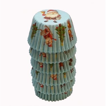 Mini Cupcake Cases - Patterned - Santa