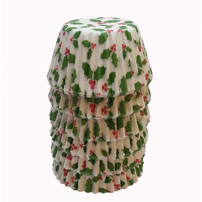 Mini Cupcake Cases - Patterned - White Holly