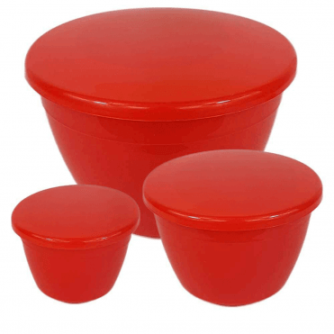 Red Pudding Basins With Lids x 4
