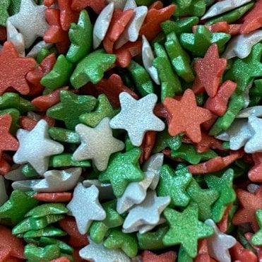 Stars - Glimmer - Red, Green and Silver