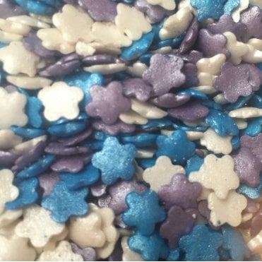Sugar Shapes - Glimmer - Flowers - Dark Blue, Mother of Pearl, Violet
