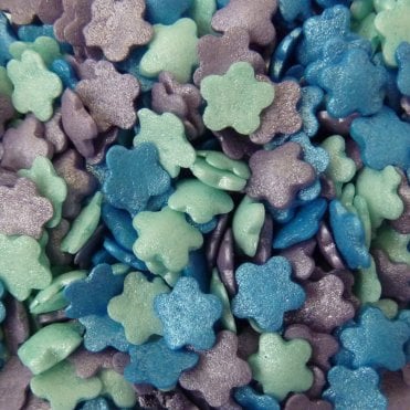 Sugar Shapes - Glimmer - Flowers - Dark Blue, Turquoise, Violet