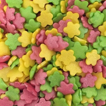 Sugar Shapes - Glimmer - Flowers - Green, Yellow and Deep Pink